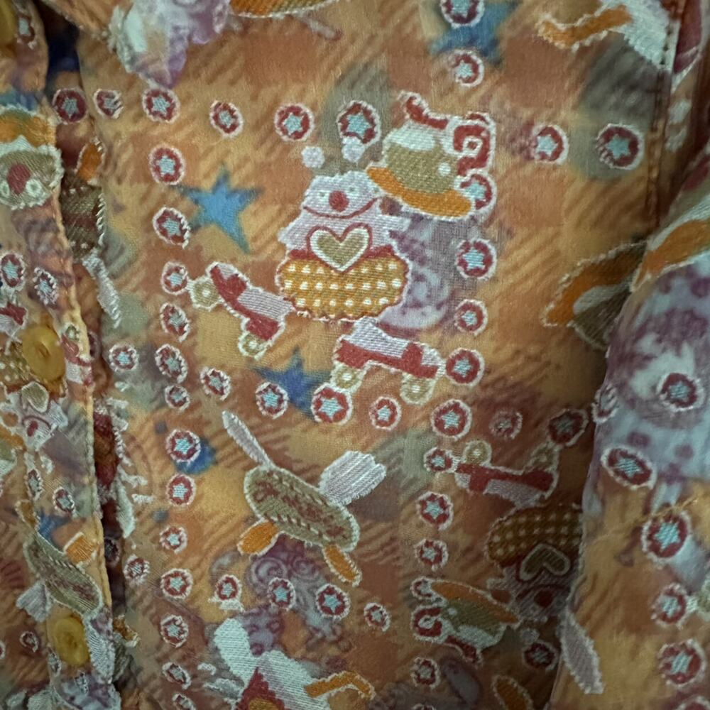 VTG Oilily Orange Robot Space Baseball Flannel Dress Artsy Whimsy Euro 98 / 3 - Picture 7 of 8